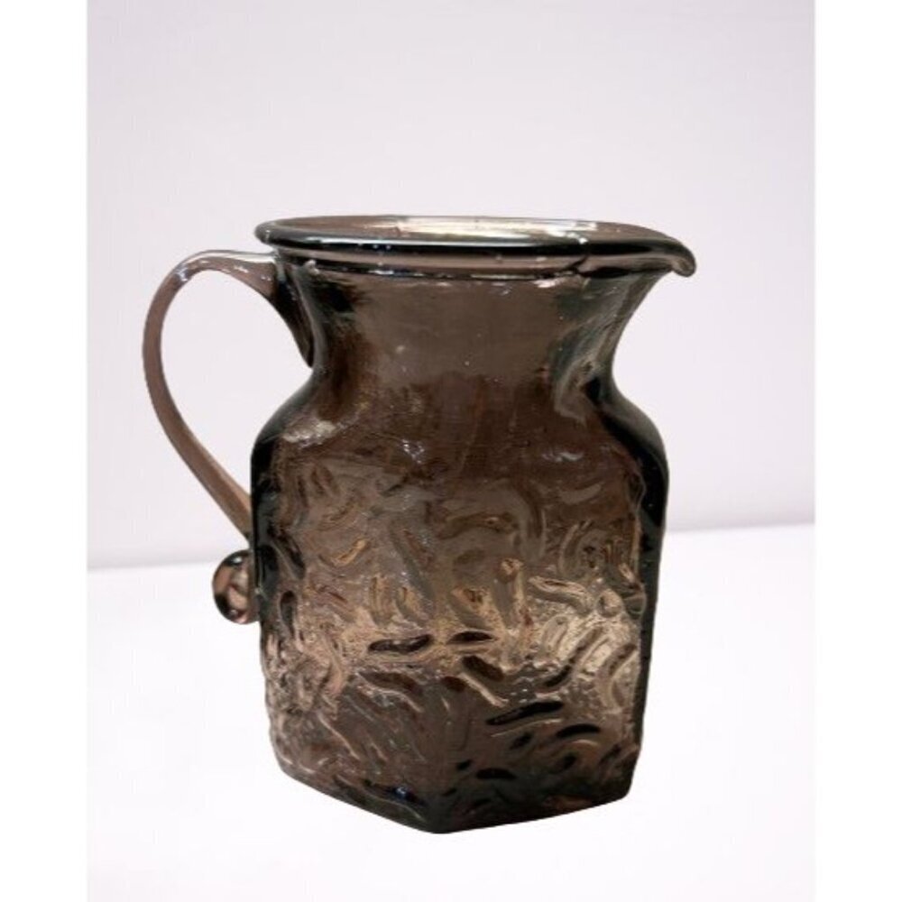 Morgantown Crinkle Amethyst Glass Ocknor Shape Pitcher Creamer 4.5"